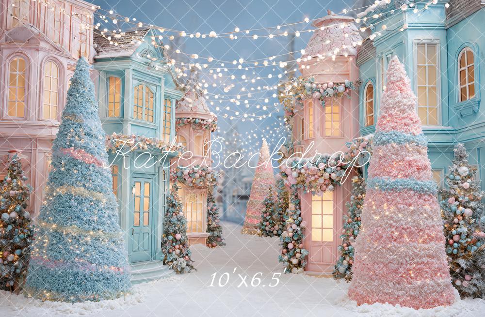 Kate Christmas Pastel Village Trees Backdrop Designed by Ashley Paul - Image 4
