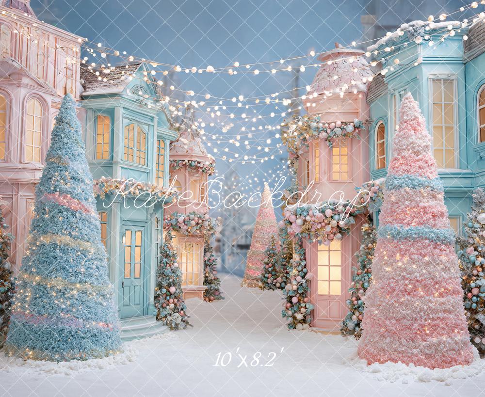 Kate Christmas Pastel Village Trees Backdrop Designed by Ashley Paul - Image 6