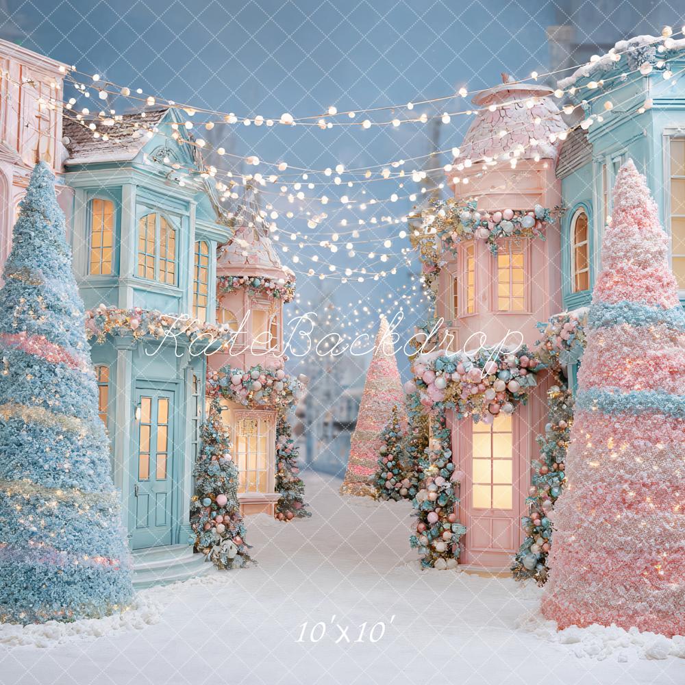 Kate Christmas Pastel Village Trees Backdrop Designed by Ashley Paul - Image 7