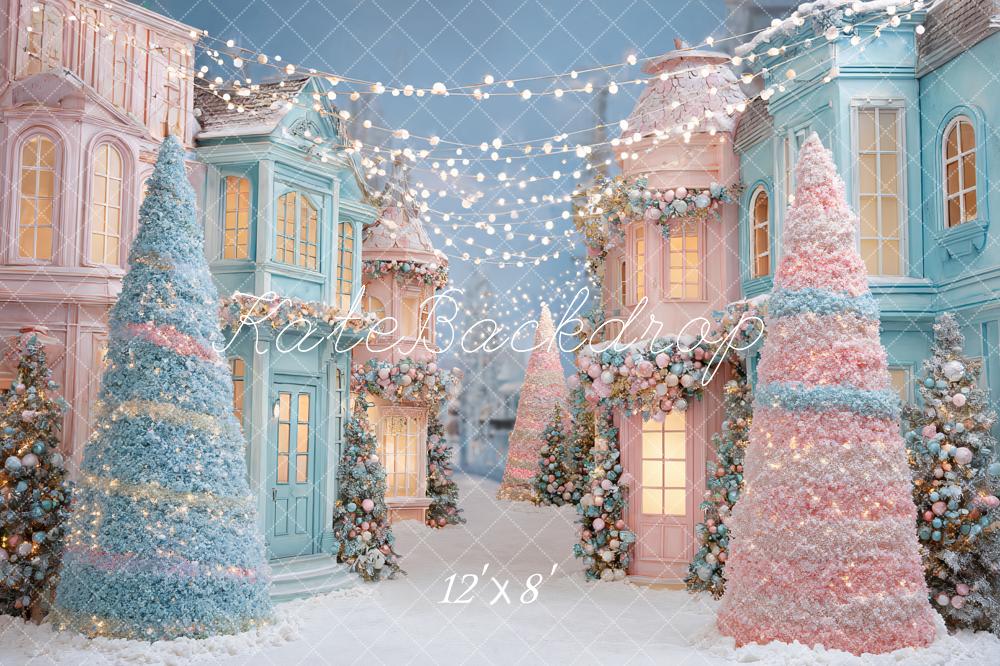 Kate Christmas Pastel Village Trees Backdrop Designed by Ashley Paul - Image 8
