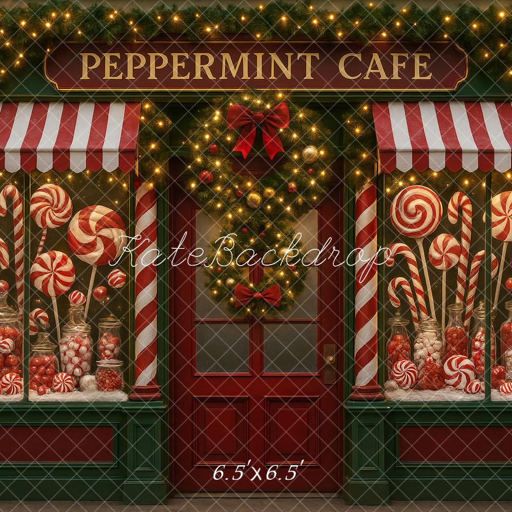 Kate Christmas Peppermint Cafe Candy Shop Backdrop Designed by Ashley Paul - Image 2