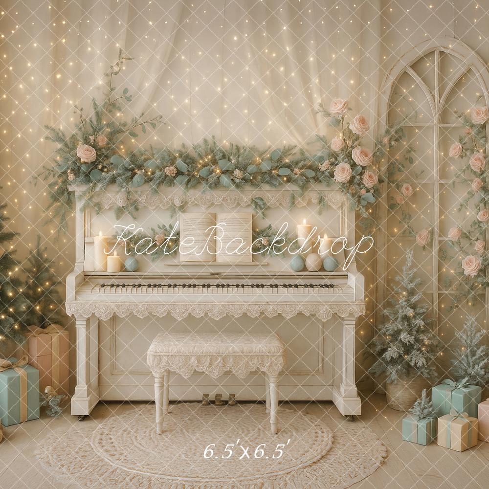 Kate Christmas Piano Roses Tree Gifts Backdrop Designed by Ashley Paul - Image 2
