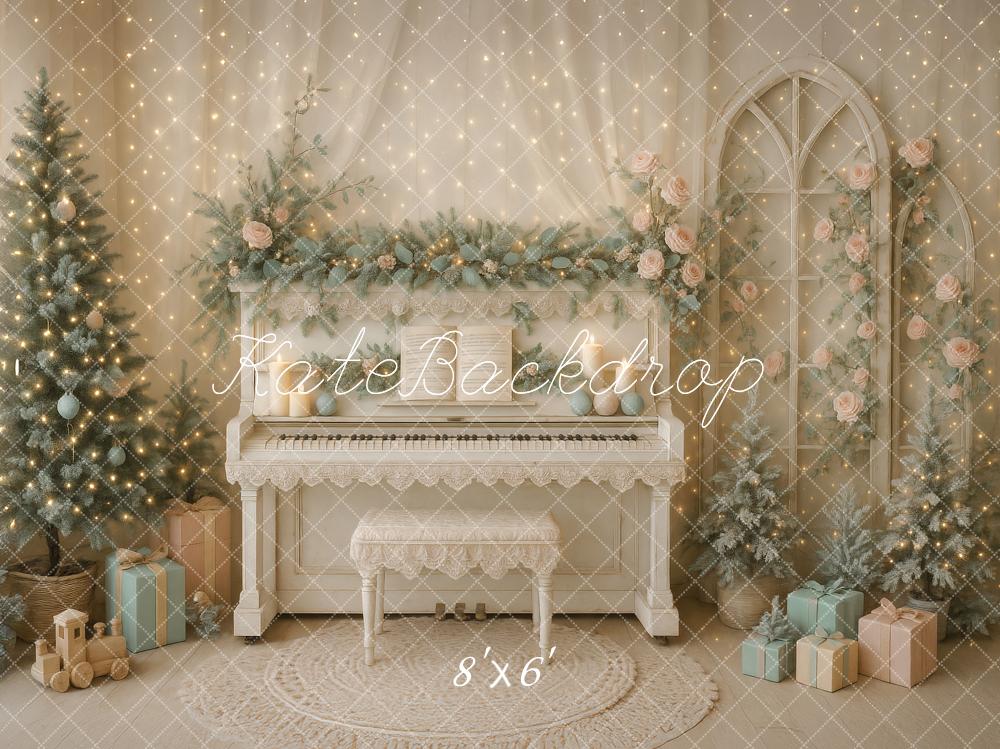 Kate Christmas Piano Roses Tree Gifts Backdrop Designed by Ashley Paul - Image 3