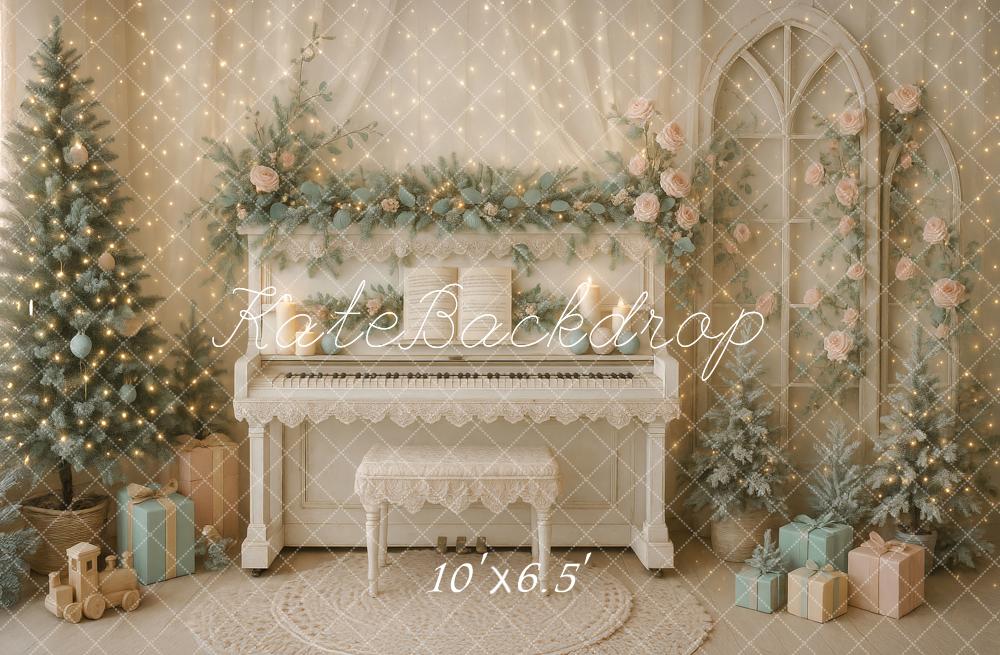Kate Christmas Piano Roses Tree Gifts Backdrop Designed by Ashley Paul - Image 4