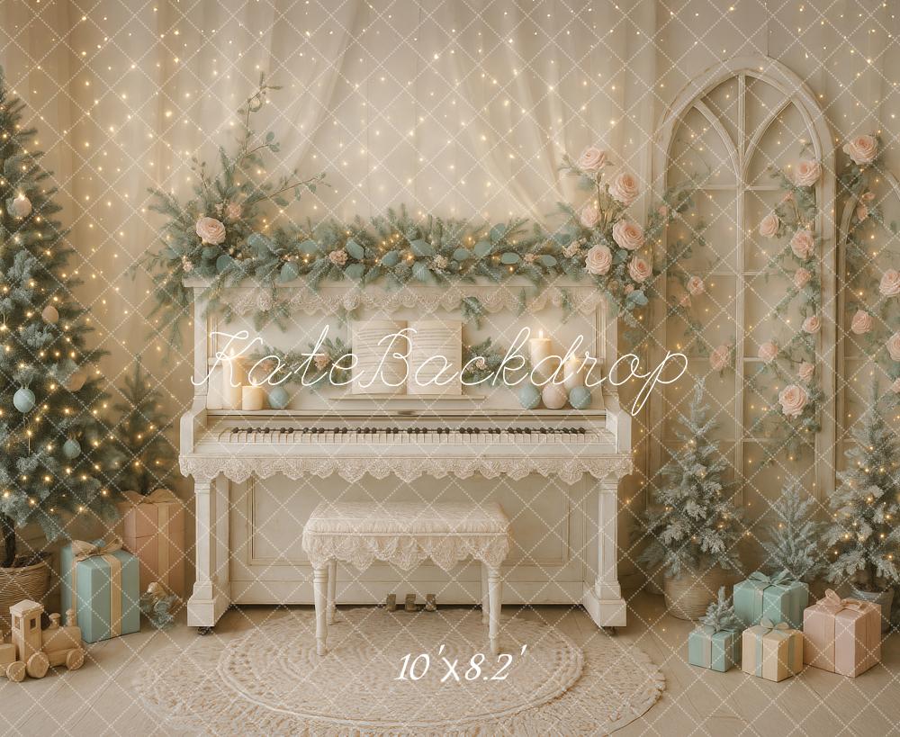 Kate Christmas Piano Roses Tree Gifts Backdrop Designed by Ashley Paul - Image 5