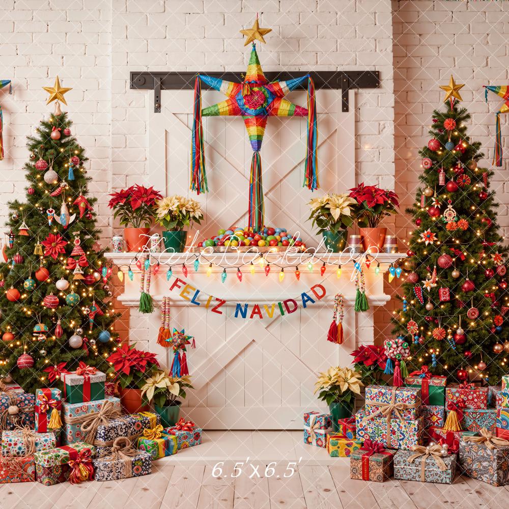 Kate Christmas Piñata Trees Presents Colourful Backdrop Designed by Emetselch - Image 2