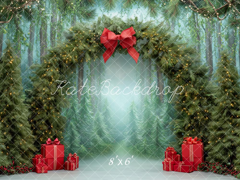 Kate Christmas Pine Arch Red Presents Lights Backdrop Designed by Patty Robert - Image 3