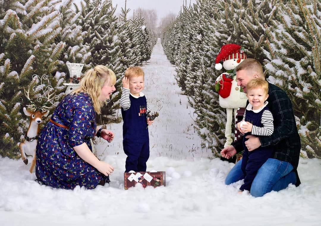 Kate Christmas Pines Tree Farm Path Backdrop for Photography - Image 3