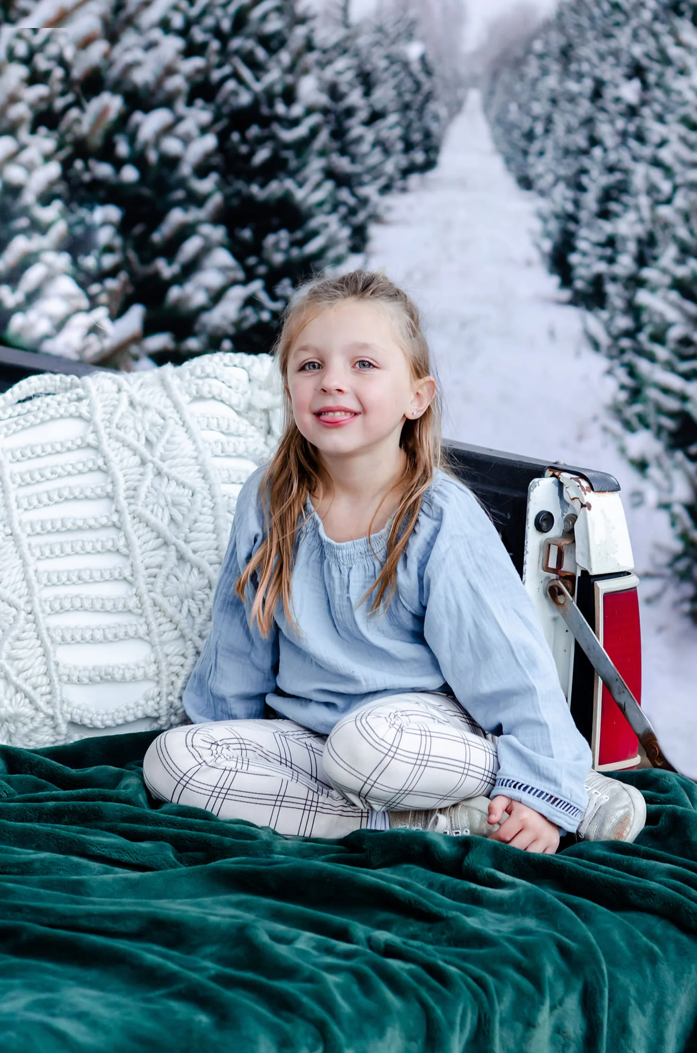 Kate Christmas Pines Tree Farm Path Backdrop for Photography - Image 4