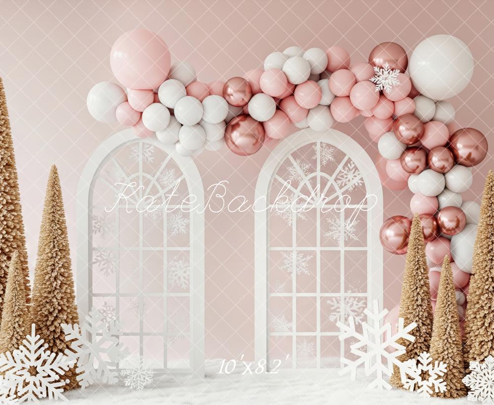 Kate Christmas Pink Balloon Arch Trees Backdrop Designed by Patty Robert - Image 6