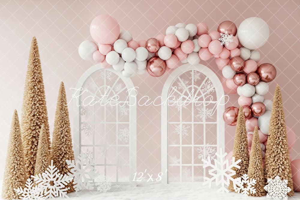 Kate Christmas Pink Balloon Arch Trees Backdrop Designed by Patty Robert - Image 8