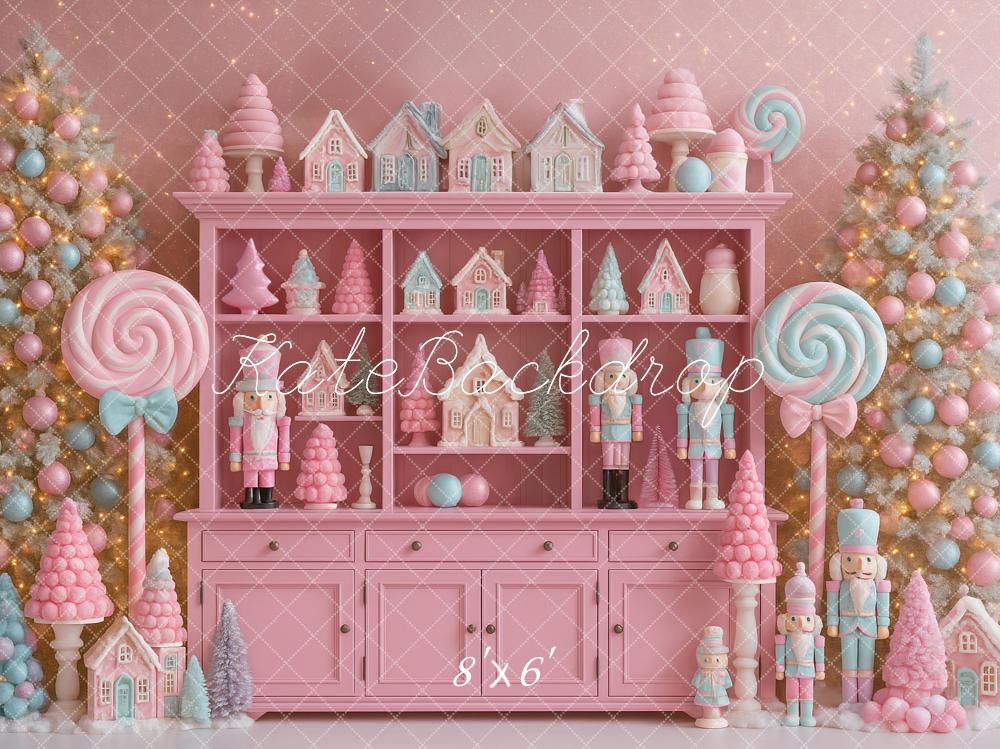 Kate Christmas Pink Cabinet Nutcracker Candy Backdrop Designed by Ashley Paul - Image 3
