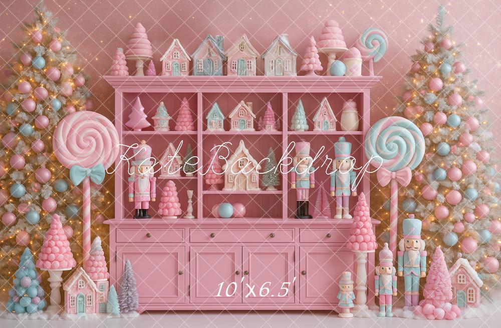 Kate Christmas Pink Cabinet Nutcracker Candy Backdrop Designed by Ashley Paul - Image 4