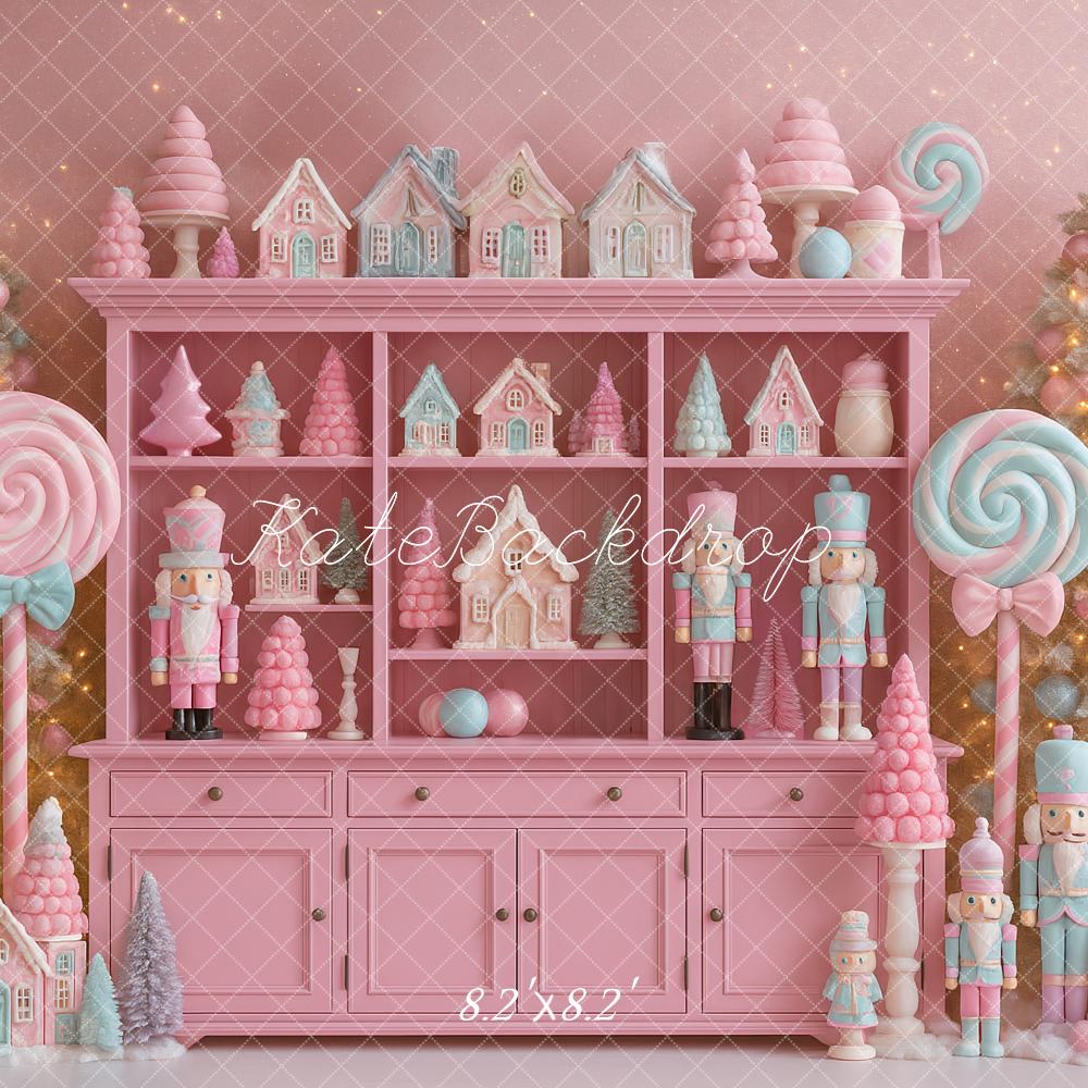 Kate Christmas Pink Cabinet Nutcracker Candy Backdrop Designed by Ashley Paul - Image 5