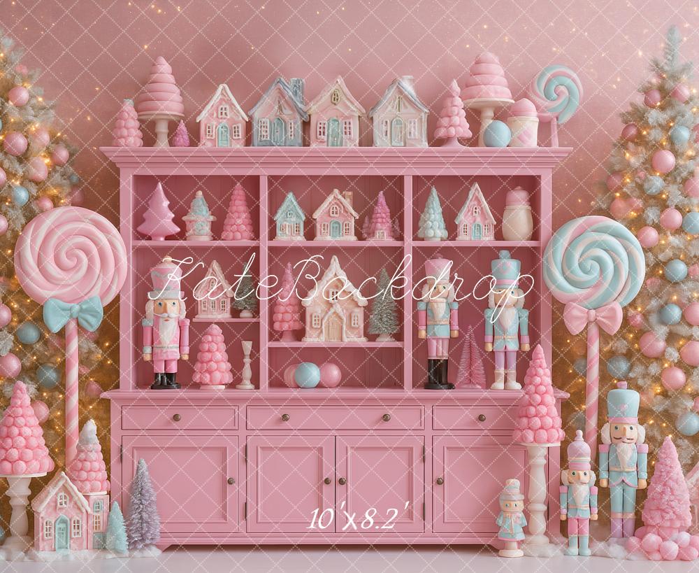 Kate Christmas Pink Cabinet Nutcracker Candy Backdrop Designed by Ashley Paul - Image 6