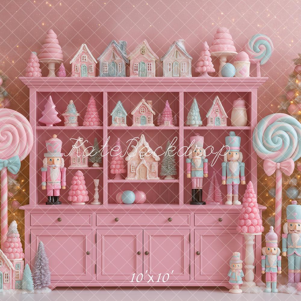 Kate Christmas Pink Cabinet Nutcracker Candy Backdrop Designed by Ashley Paul - Image 7