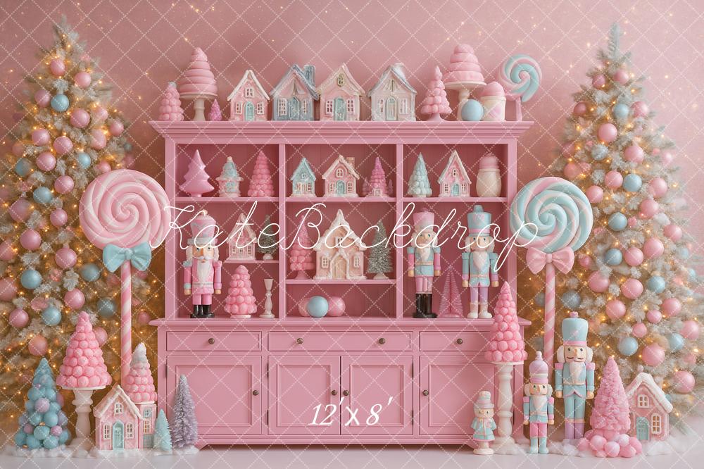 Kate Christmas Pink Cabinet Nutcracker Candy Backdrop Designed by Ashley Paul - Image 8