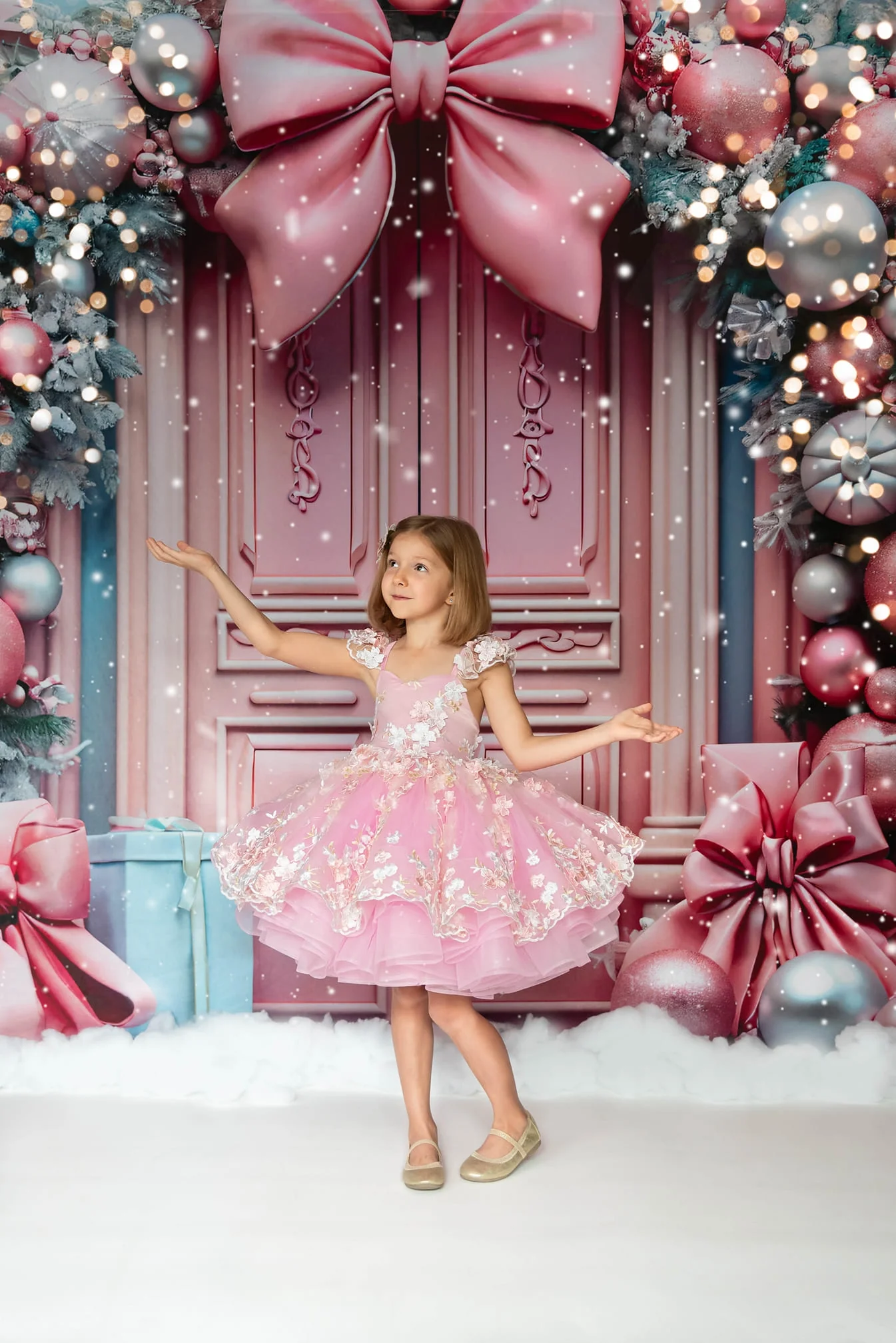 Kate Christmas Pink Door Arch Backdrop for Photography - Image 6