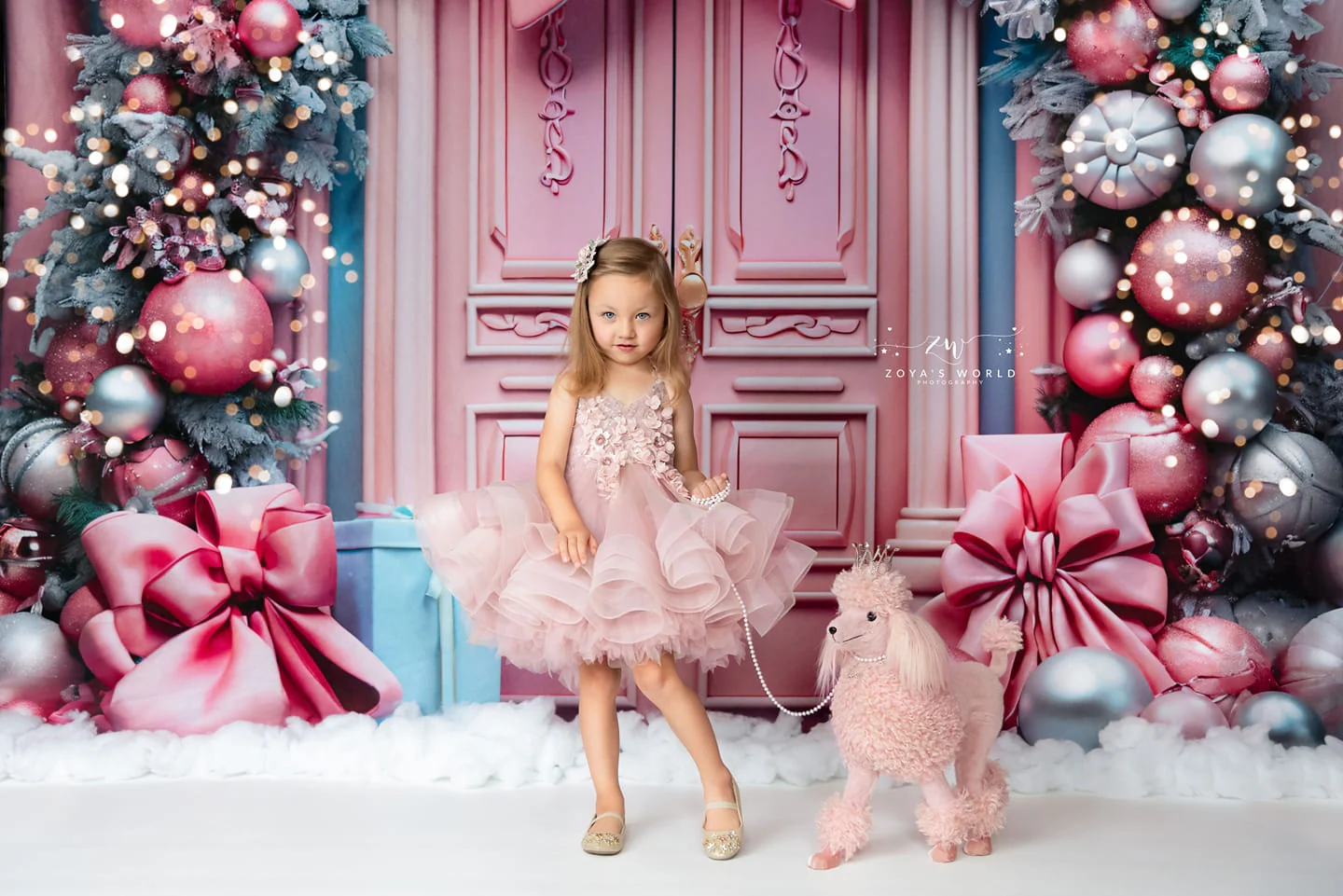 Kate Christmas Pink Door Arch Backdrop for Photography - Image 7