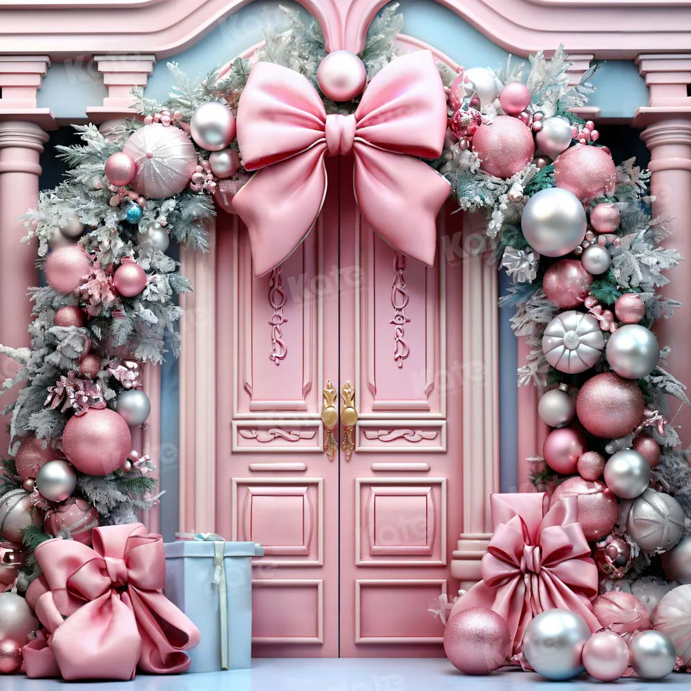Kate Christmas Pink Door Arch Backdrop for Photography - Image 8