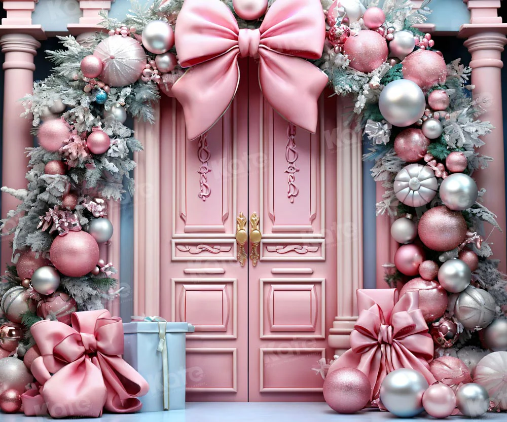 Kate Christmas Pink Door Arch Backdrop for Photography - Image 9
