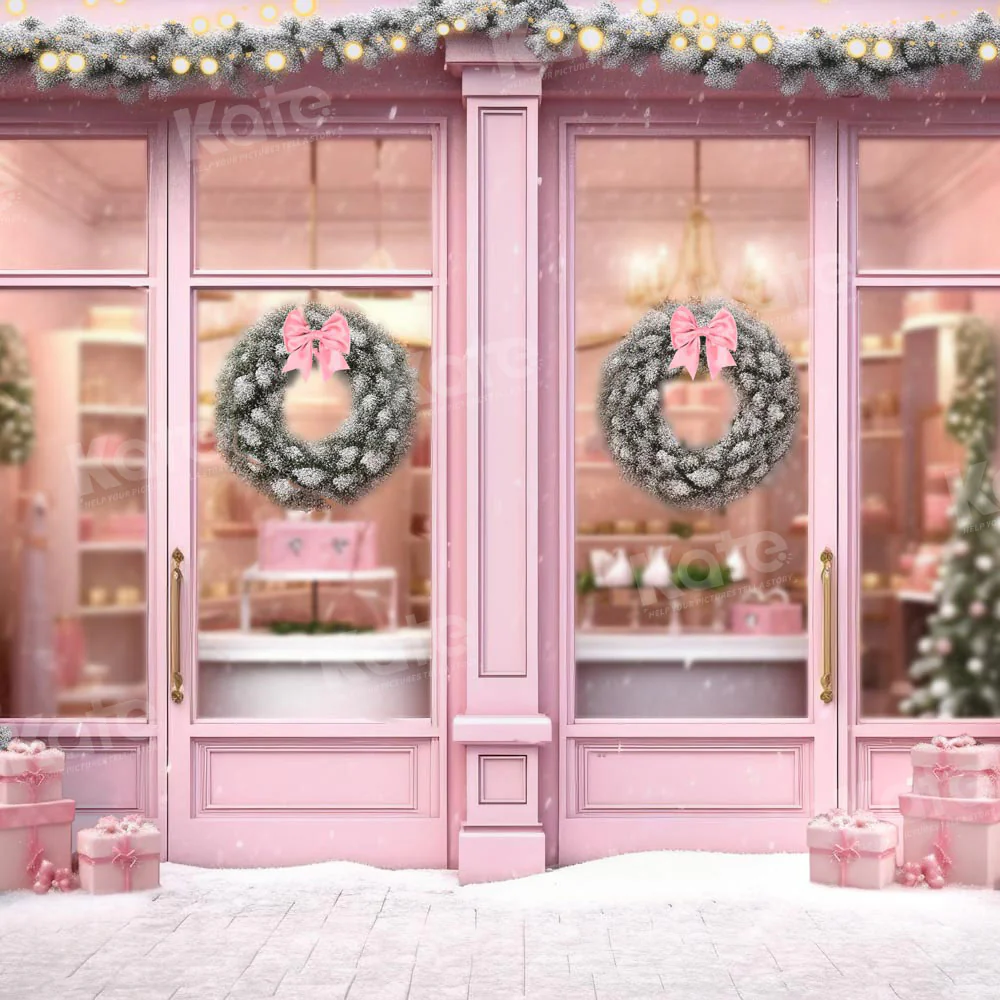 Kate Christmas Pink Door Store Backdrop Designed by Chain Photography - Image 5