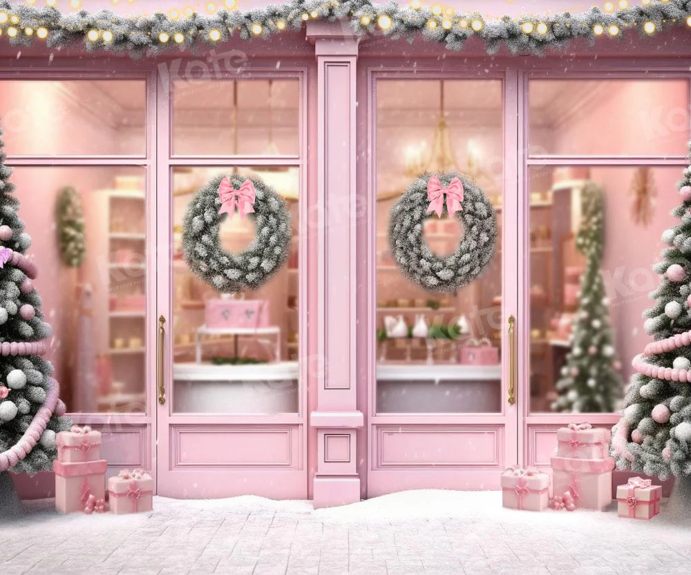 Kate Christmas Pink Door Store Backdrop Designed by Chain Photography - Image 6