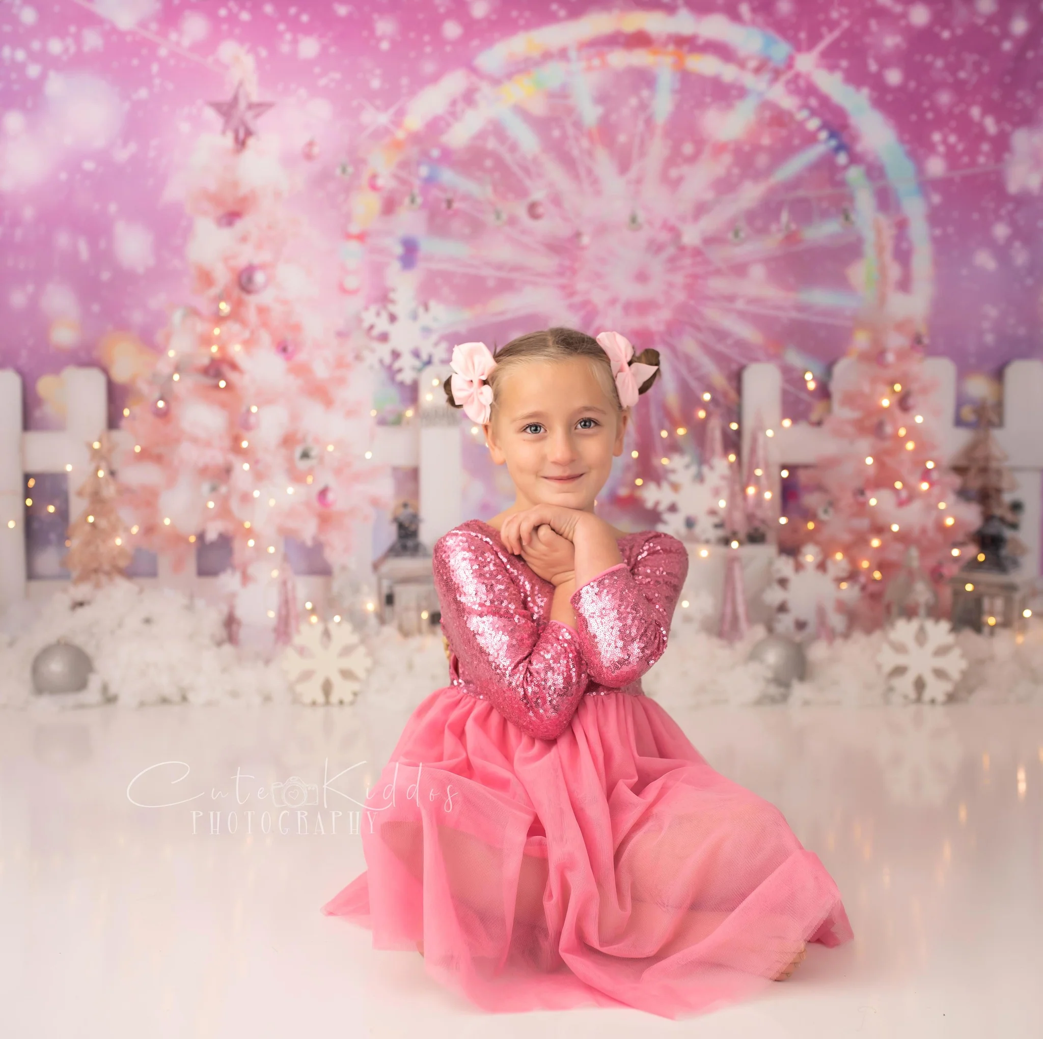 Kate Christmas Pink Fantasy Ferris Wheel Backdrop Designed by GQ - Image 3