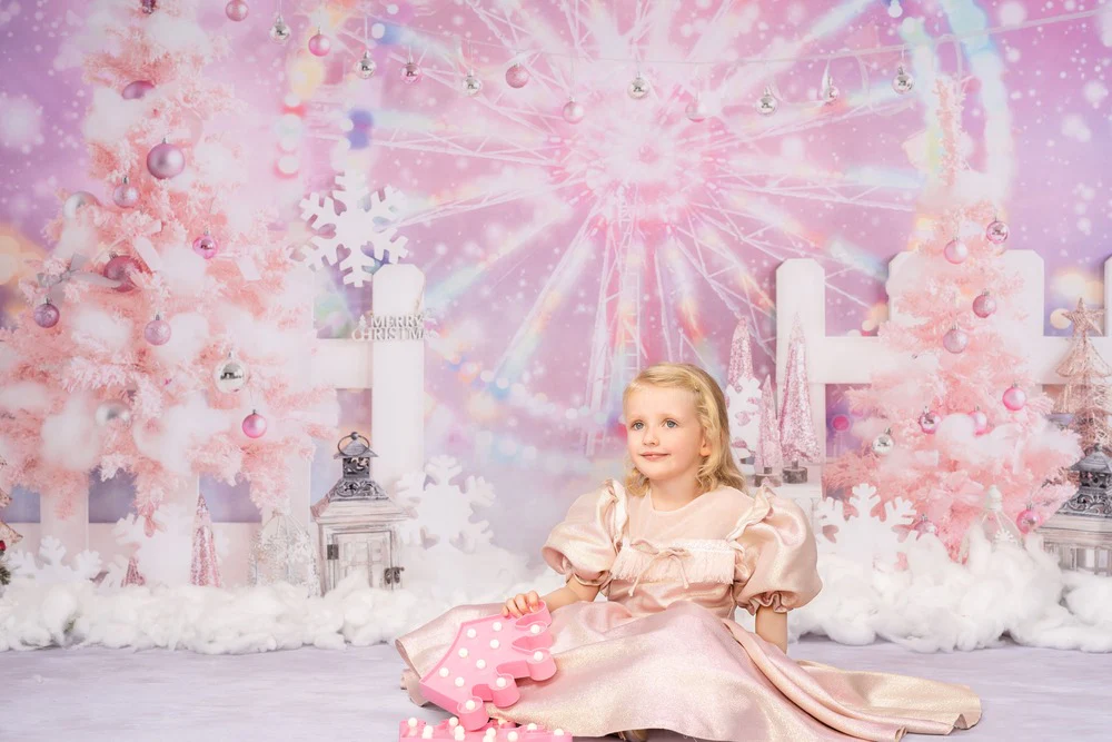 Kate Christmas Pink Fantasy Ferris Wheel Backdrop Designed by GQ - Image 5