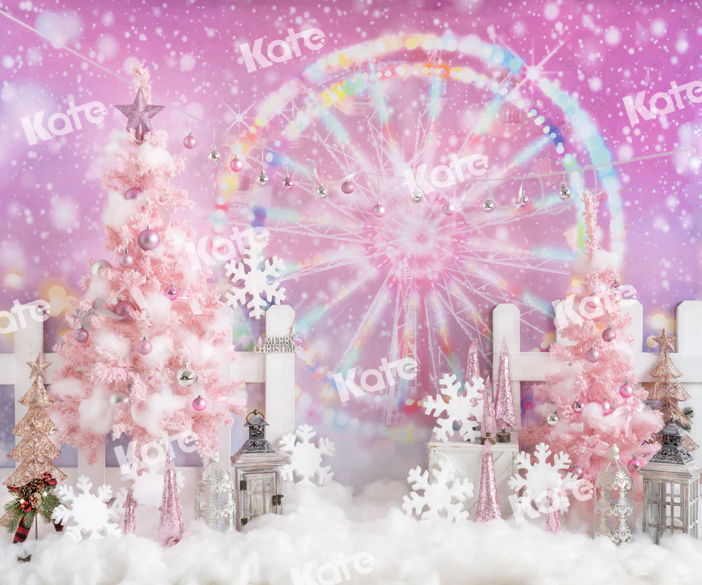 Kate Christmas Pink Fantasy Ferris Wheel Backdrop Designed by GQ - Image 7