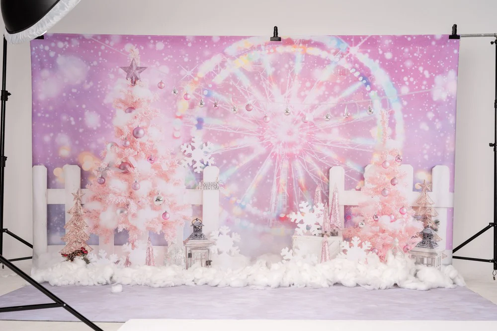 Kate Christmas Pink Fantasy Ferris Wheel Backdrop Designed by GQ - Image 8