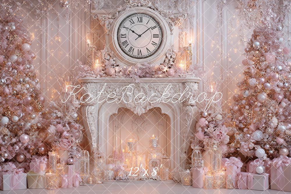 Kate Christmas Pink Fireplace Clock Gifts Backdrop Designed by Ashley Paul - Image 8