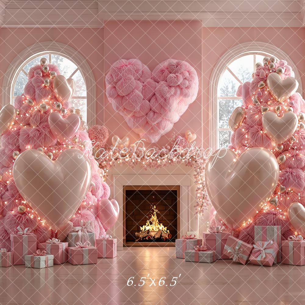 Kate Christmas Pink Heart Balloons Gift Backdrop Designed by Emetselch - Image 2