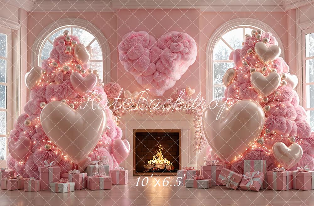 Kate Christmas Pink Heart Balloons Gift Backdrop Designed by Emetselch - Image 4