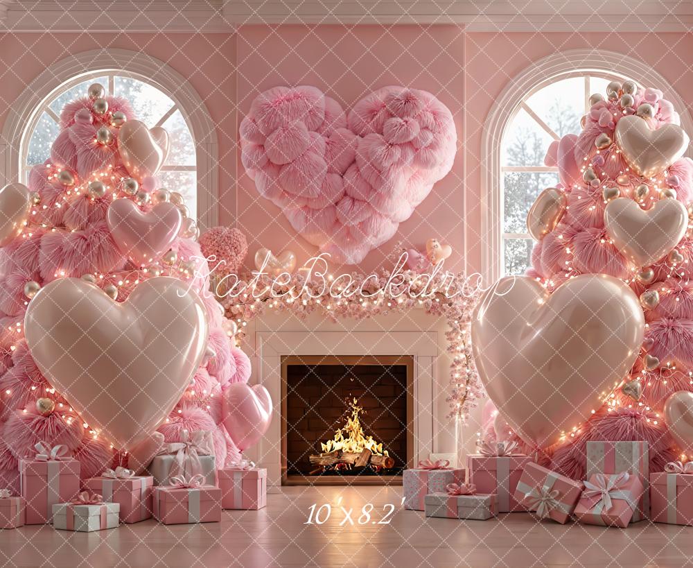 Kate Christmas Pink Heart Balloons Gift Backdrop Designed by Emetselch - Image 6