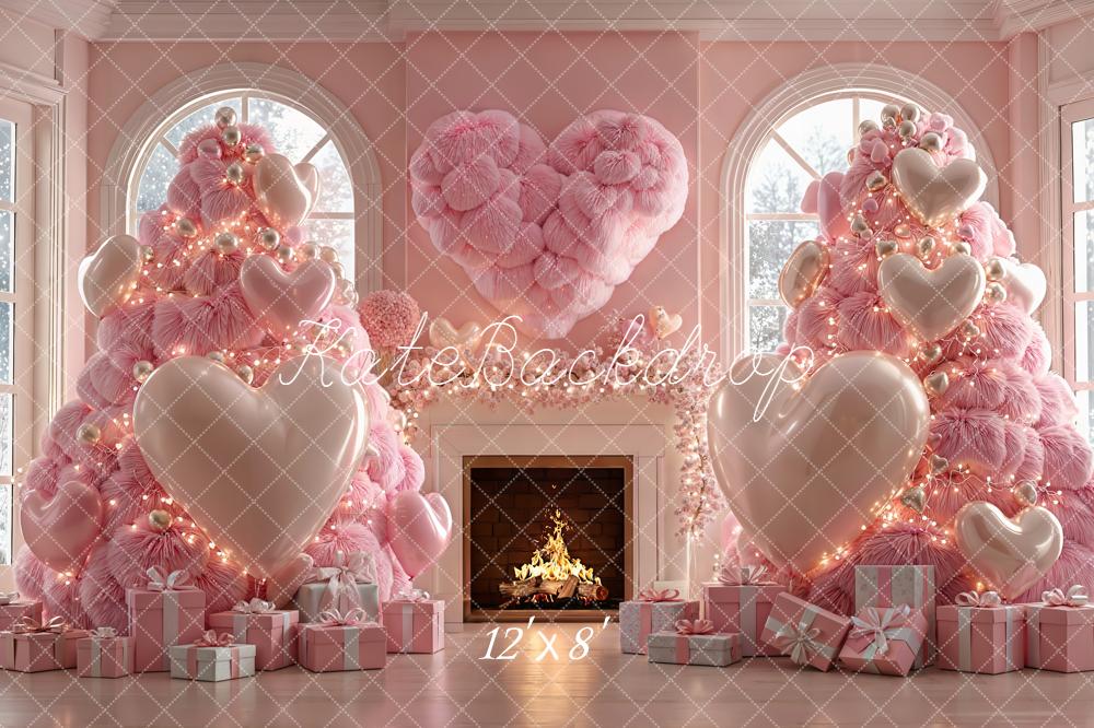 Kate Christmas Pink Heart Balloons Gift Backdrop Designed by Emetselch - Image 8