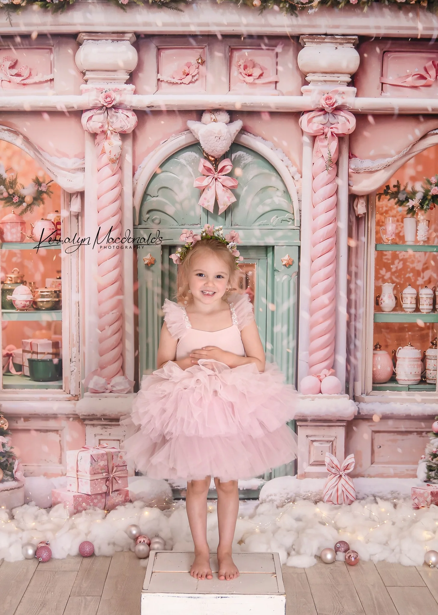 Kate Christmas Pink Store Backdrop Designed by Chain Photography - Image 3
