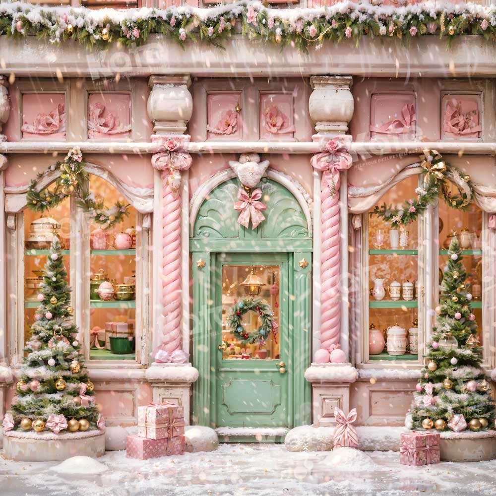 Kate Christmas Pink Store Backdrop Designed by Chain Photography - Image 5