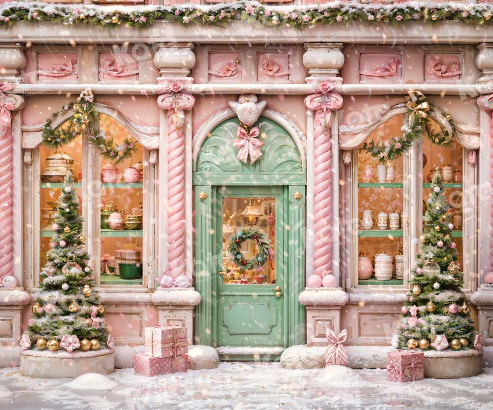 Kate Christmas Pink Store Backdrop Designed by Chain Photography - Image 6