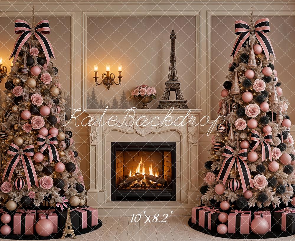 Kate Christmas Trees Fireplace Parisian Decor Backdrop Designed by Ashley Paul - Image 6