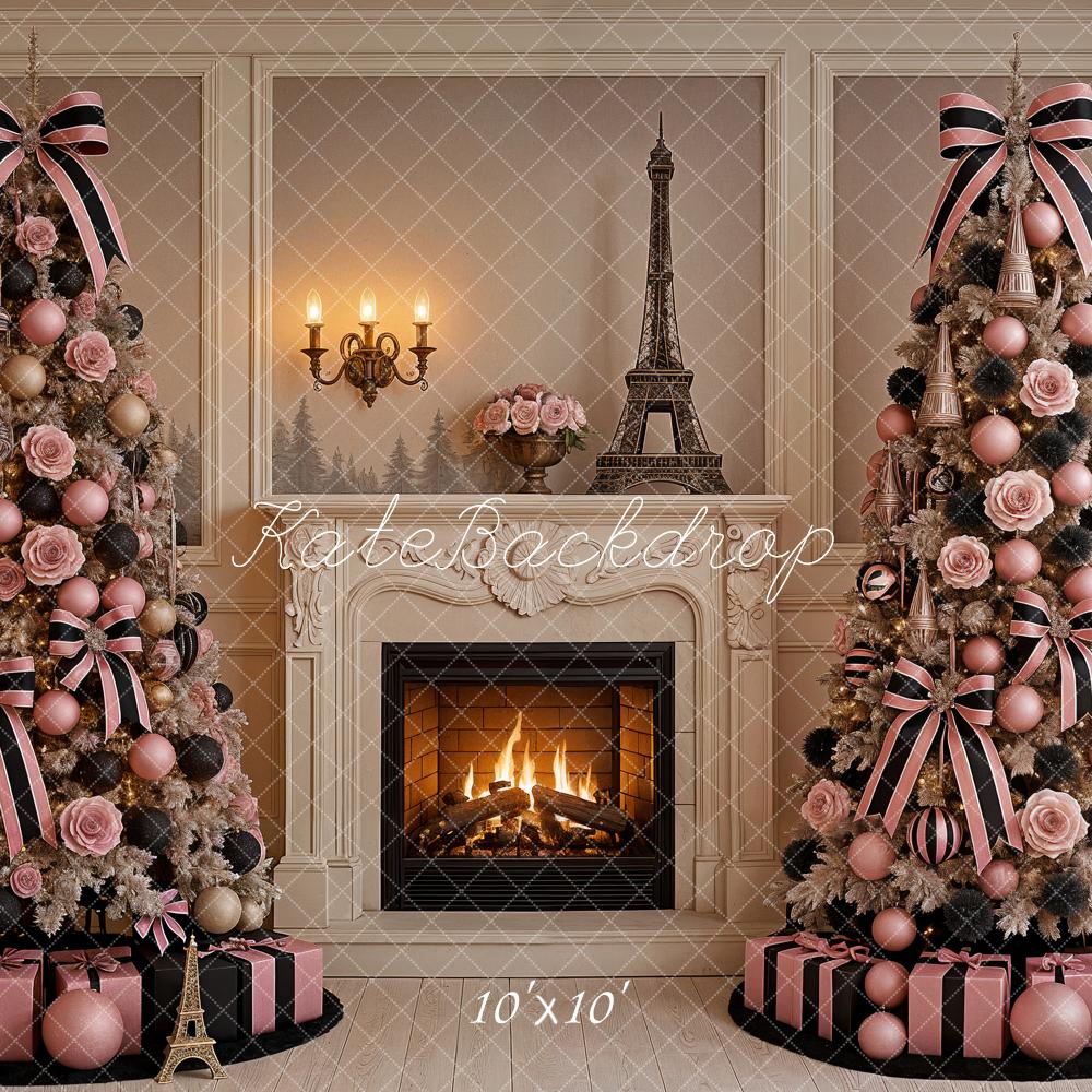 Kate Christmas Trees Fireplace Parisian Decor Backdrop Designed by Ashley Paul - Image 7