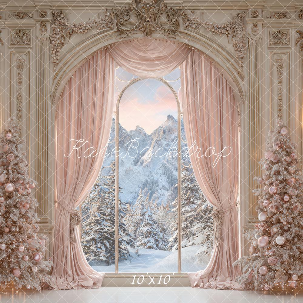 Kate Christmas Pink Trees Ornate Curtains Backdrop Designed by Ashley Paul - Image 7