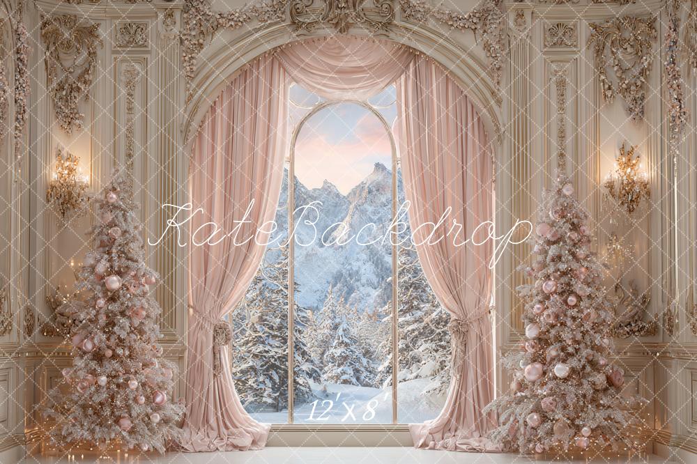 Kate Christmas Pink Trees Ornate Curtains Backdrop Designed by Ashley Paul - Image 8