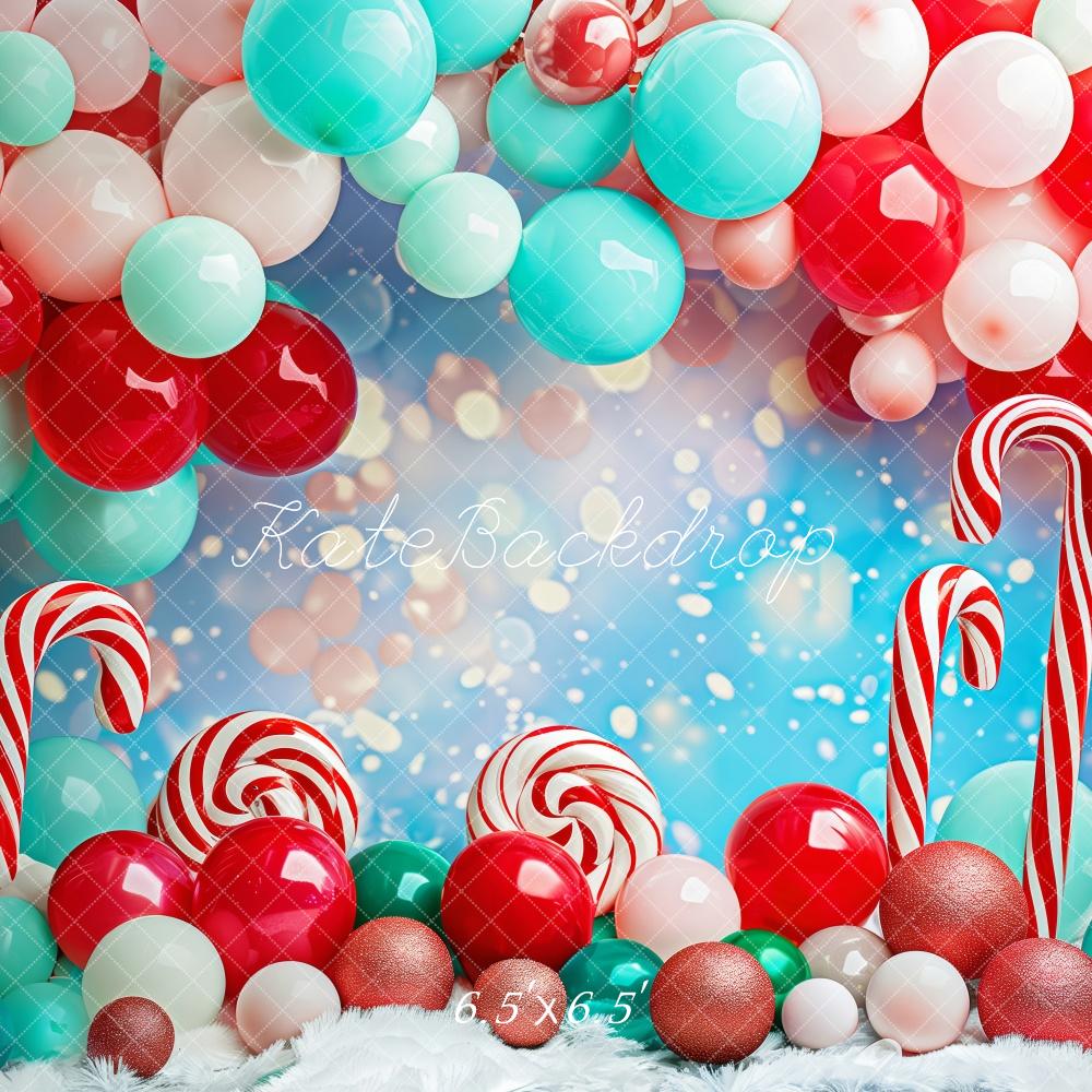 Kate Christmas Red Blue Balloon Arch Candy Cane Backdrop Designed by Patty Robert - Image 2