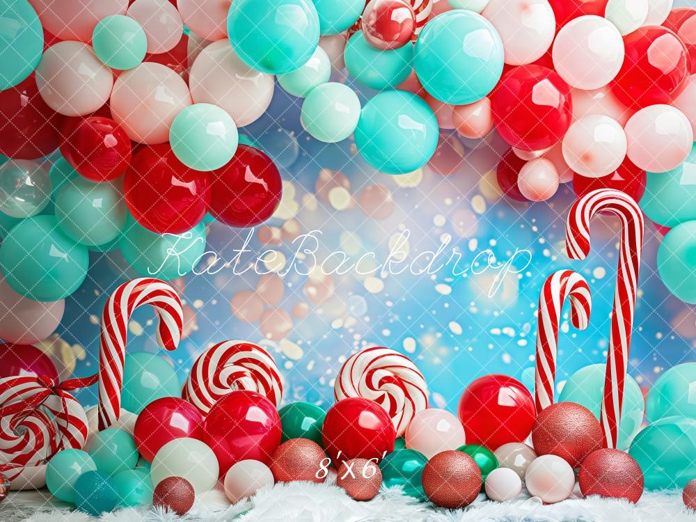 Kate Christmas Red Blue Balloon Arch Candy Cane Backdrop Designed by Patty Robert - Image 3