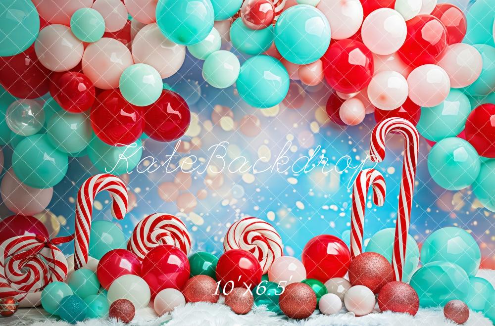 Kate Christmas Red Blue Balloon Arch Candy Cane Backdrop Designed by Patty Robert - Image 4
