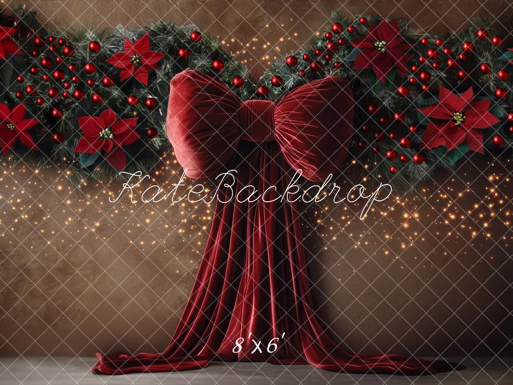 Kate Christmas Red Bow Garland Backdrop Designed by Mini MakeBelieve - Image 3