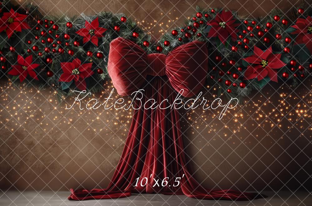 Kate Christmas Red Bow Garland Backdrop Designed by Mini MakeBelieve - Image 4