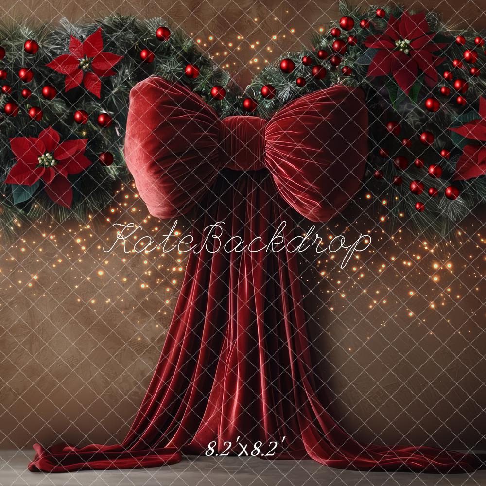 Kate Christmas Red Bow Garland Backdrop Designed by Mini MakeBelieve - Image 5