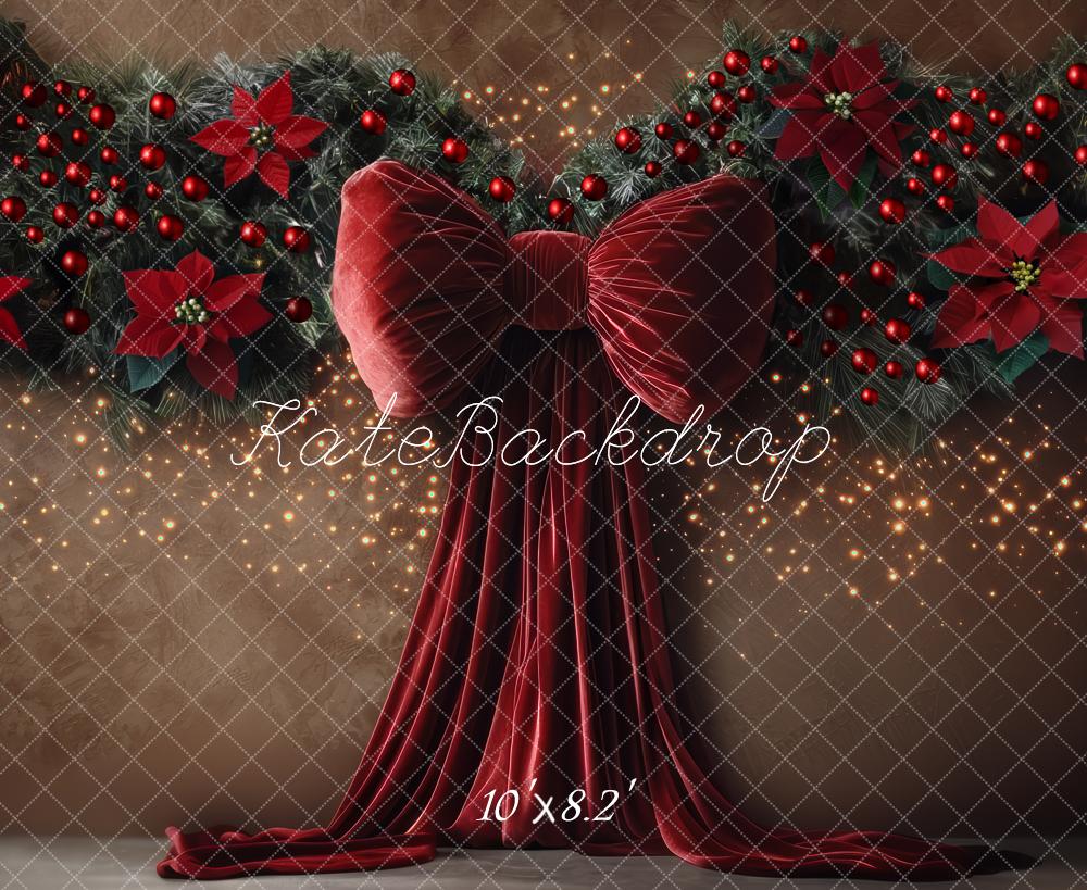 Kate Christmas Red Bow Garland Backdrop Designed by Mini MakeBelieve - Image 6